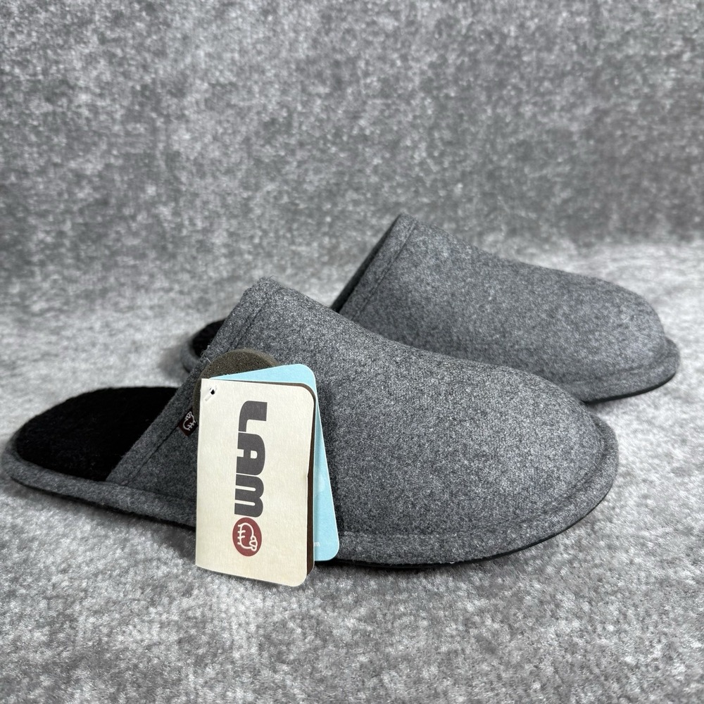 Lamo‎ Slippers Men's Large Gray Faux Wool MU1812-Landon